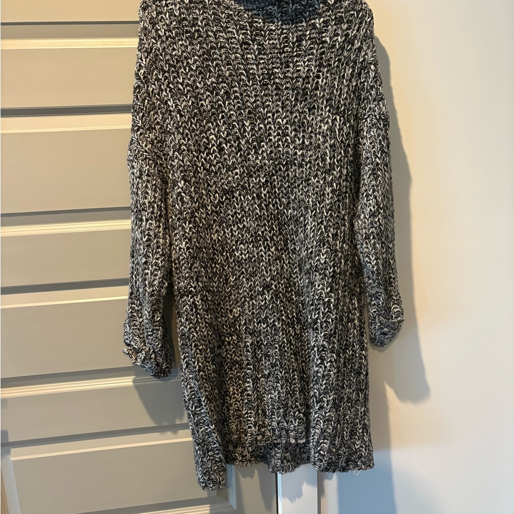 Stylish Black and White Knit Dress, Women’s Sweater Dress, Plus Size XXL